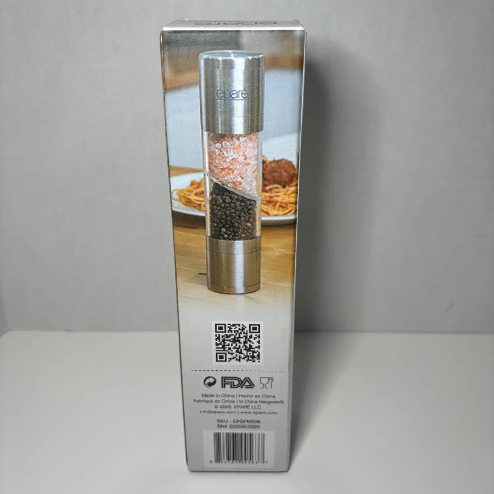 Epare 2 in 1 Salt and Pepper Grinder Dual Mill Stainless Steel Adjustable